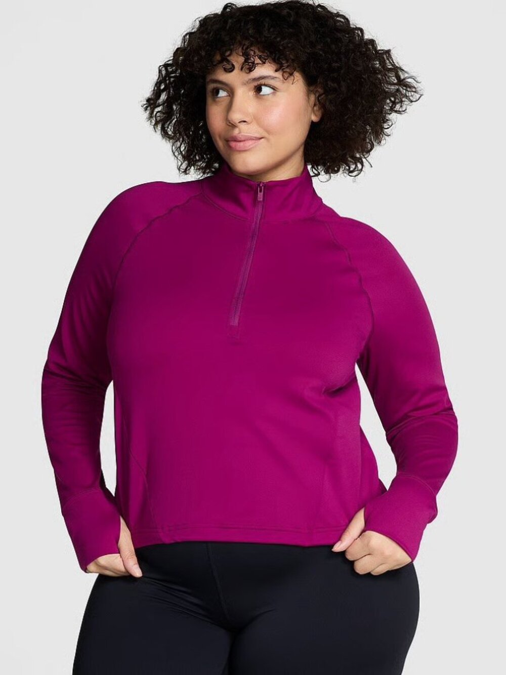 Victoria Secret PINK Half-Zip Sweatshirt LARGE Top Purple L NWOT